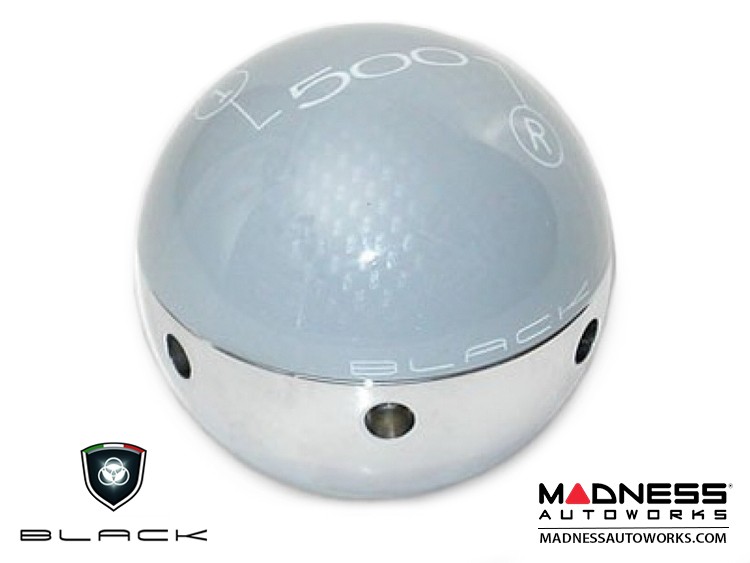 FIAT 500 Gear Shift Knob by BLACK Light Carbon Fiber Gray Top w/ Chrome Base